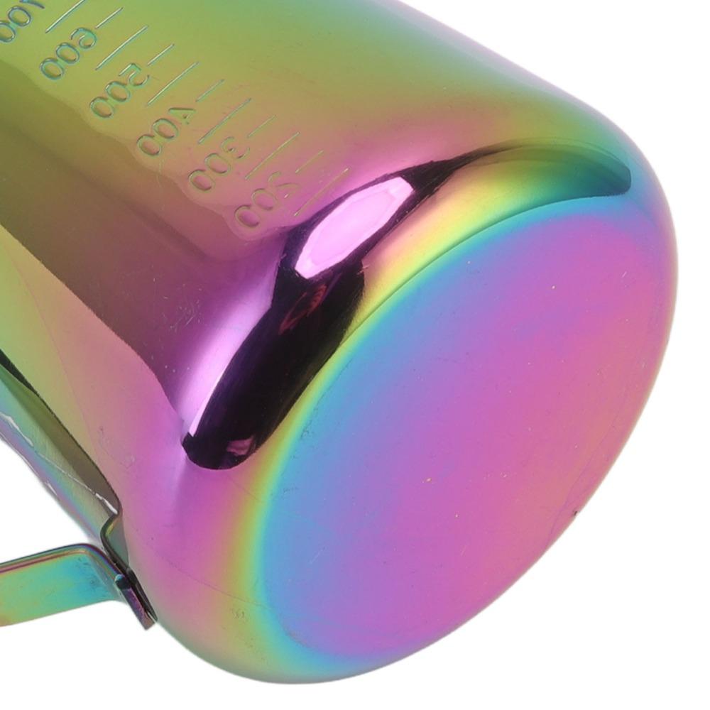 304 Stainless Steel Milk Frothing Pitcher Dual Scale Tapered Spout Milk Frother Cup Colorful 900ML Capacity