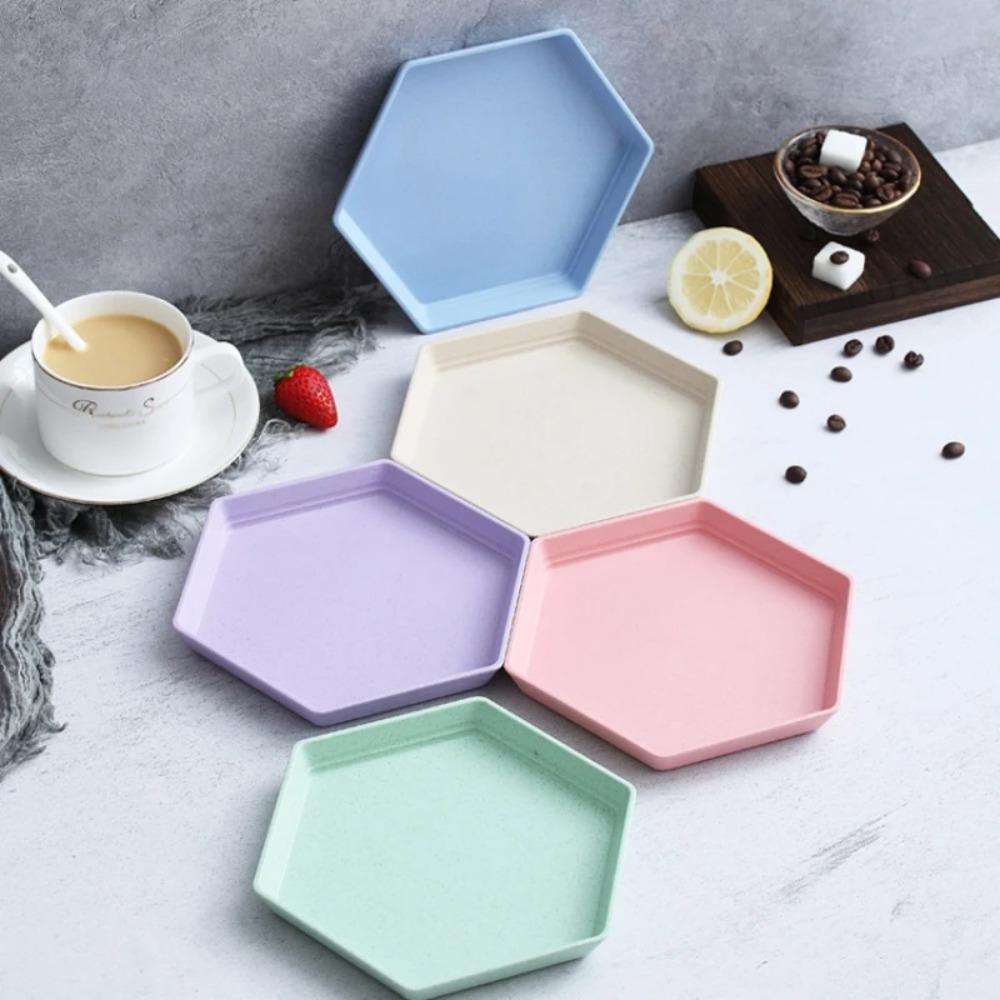 

Небьющаяся шестиугольная костяная тарелка для вертела, тарелка для фруктов из пшеничной соломы, многоразовая тарелка для закусок и вечеринок