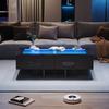 100*50*35cm Coffee Table, High Gloss Sofa Table, Living Room Table with Drawers, Coffee Table with LED Light, Glass Top, Black