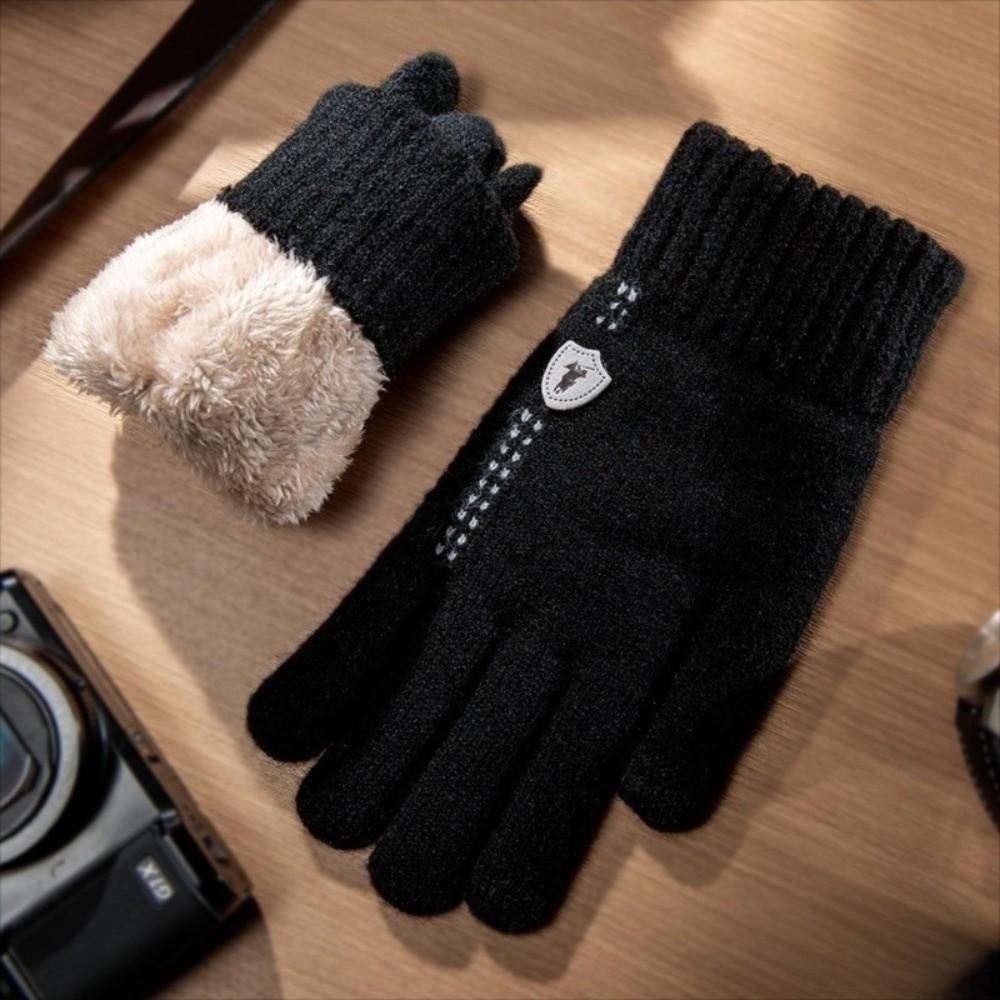 

Thickened Plush Touch Screen Gloves Warm Driving Gloves Fashion Mittens Winter чорний