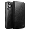 QIALINO Compatible For iPhone 16 Case Genuine Cow Leather Card Holder Stand Flip Phone Cover
