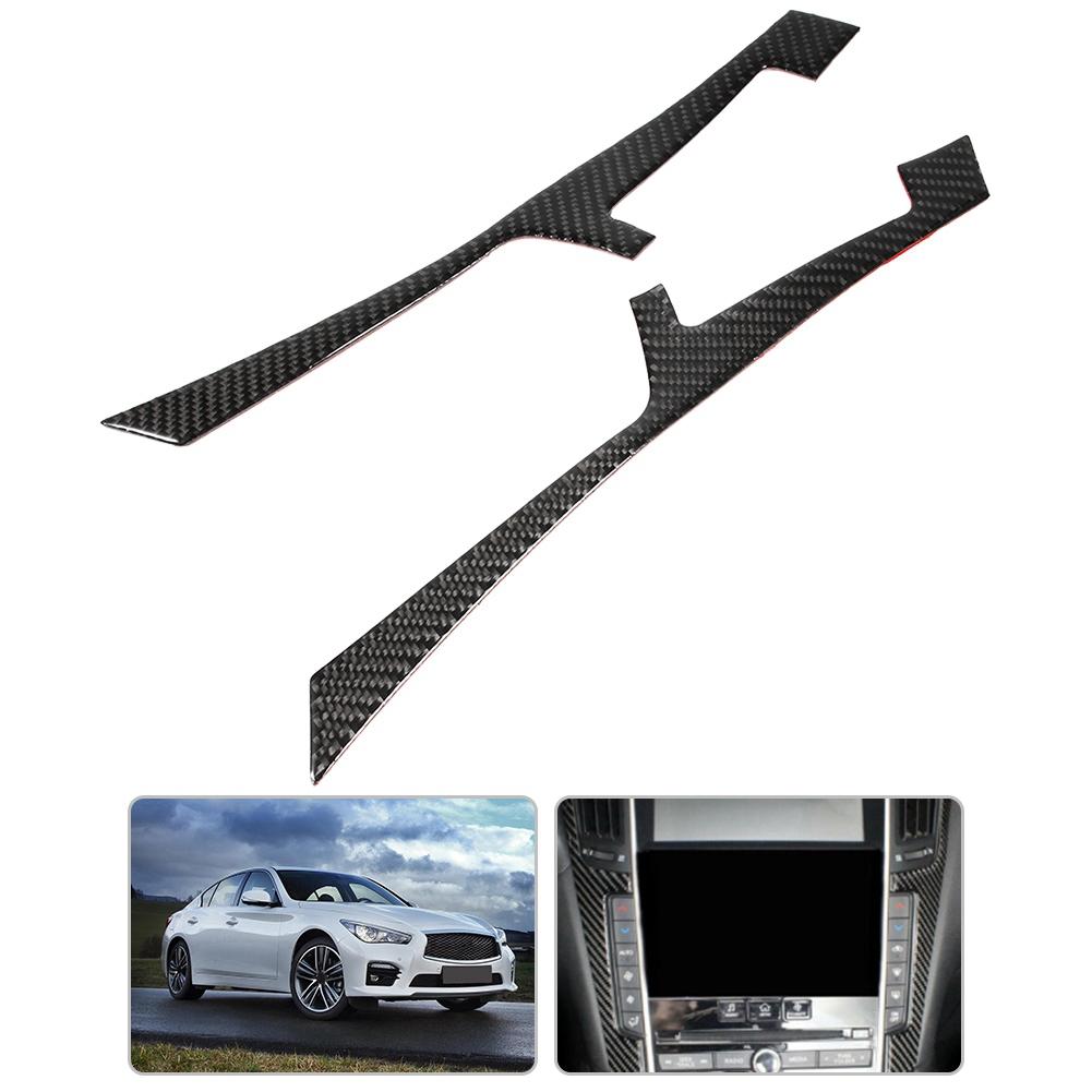 2pcs Carbon Fiber Interior Center Control Cover Trim Fit for Infiniti Q50 Q60 13 19