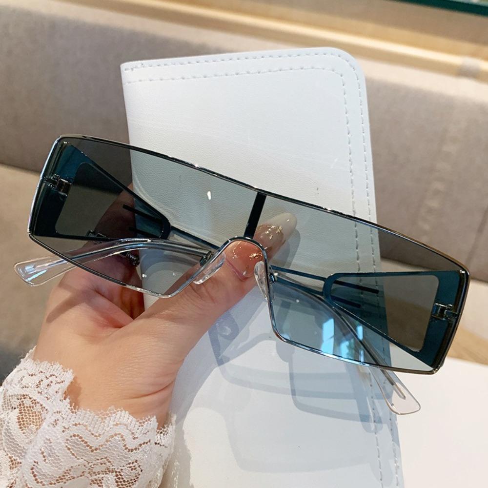 Fashion Y2K Punk Rectangle Women Sunglasses Metal Golden Frame UV Protection Sun Glasses Retro Luxury Eyeglasses