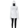 Women's Autumn Solid Color Long Sleeve Hooded Slim Shrinking Pleated Hip High Waist Short Dress