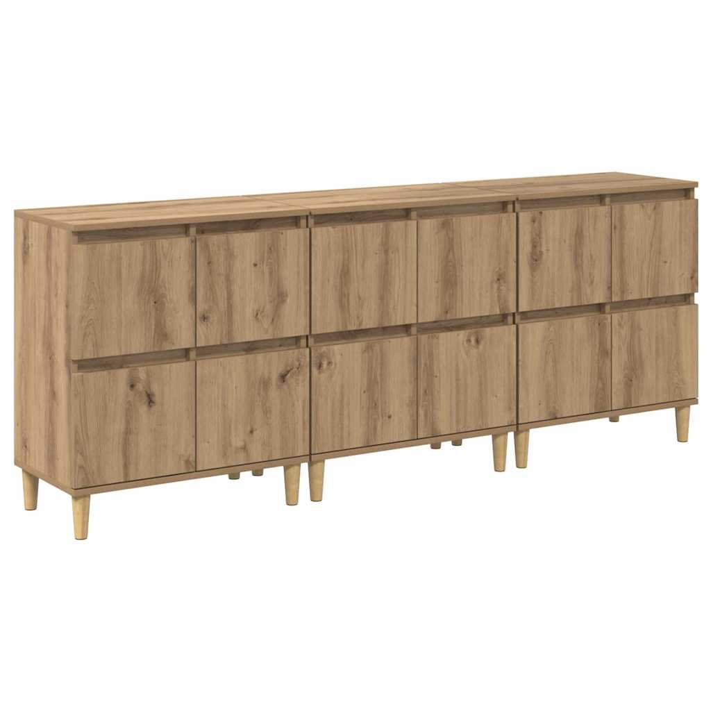 Sideboards 3 Pcs Artisan Oak 60 X 35 X 70 Cm Wood Based Material