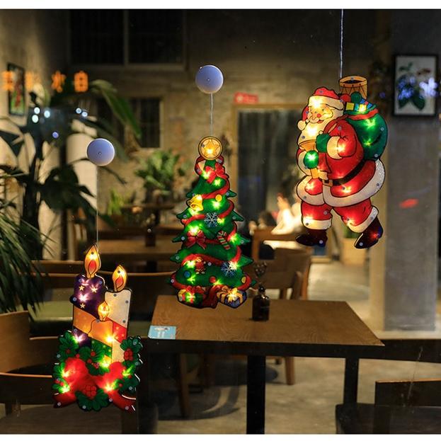 1Pcs Christmas Lamp Window Hanging Lamp Christmas Decorative Lamp Shop Window Room Decoration LED Sucker Light Small Colored Lamp