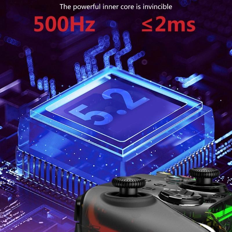 Gaming Controllers With Hall Triggers RGB LED Lights Remote Joystick Gamepad Accessories Bluetooth-compatible Controller