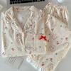 Wind Cherry Bunny Imitation Cotton Pajamas Women'S Spring And Autumn Lotus Leaf Edge Long-Sleeved Thin Loungewear Real Shot