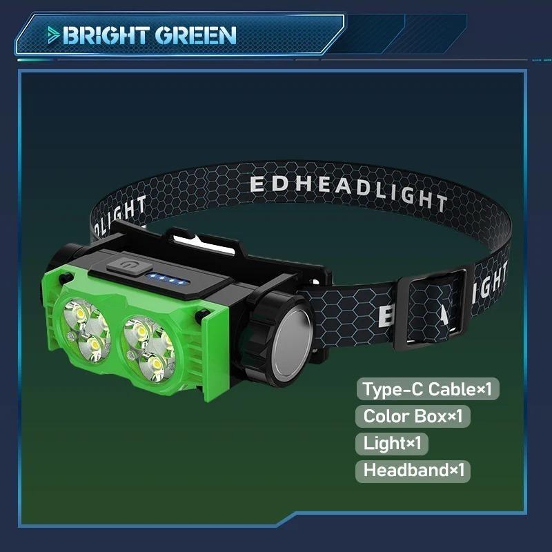 Rechargeable LED Headlamp Super Bright 6 Core 109g Lightweight Hands Free for Outdoor Fishing Camping Mining Long Running Time