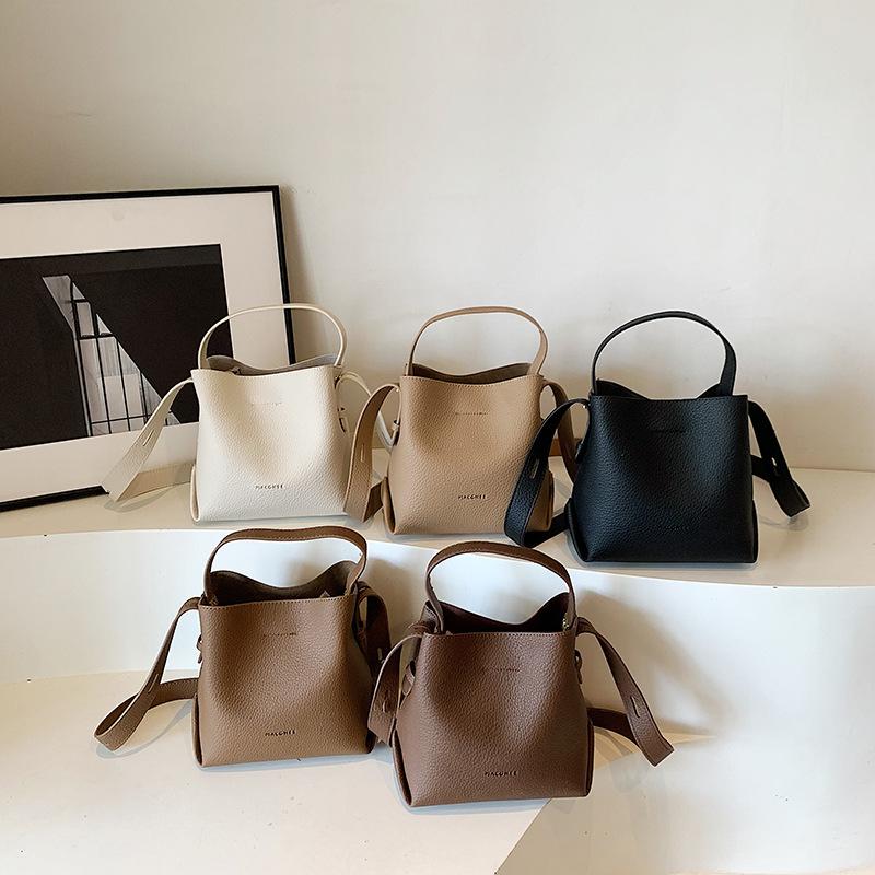 Lychee pattern handbag bag women's new trendy niche bucket bag versatile ins shoulder messenger bag wholesale