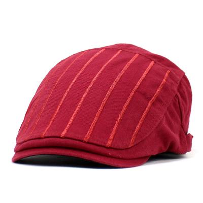 New Embroidered Striped Beret Women's Cap Fashion Casual Curved Brim Hat Men's and Women's Cotton Forward Hat