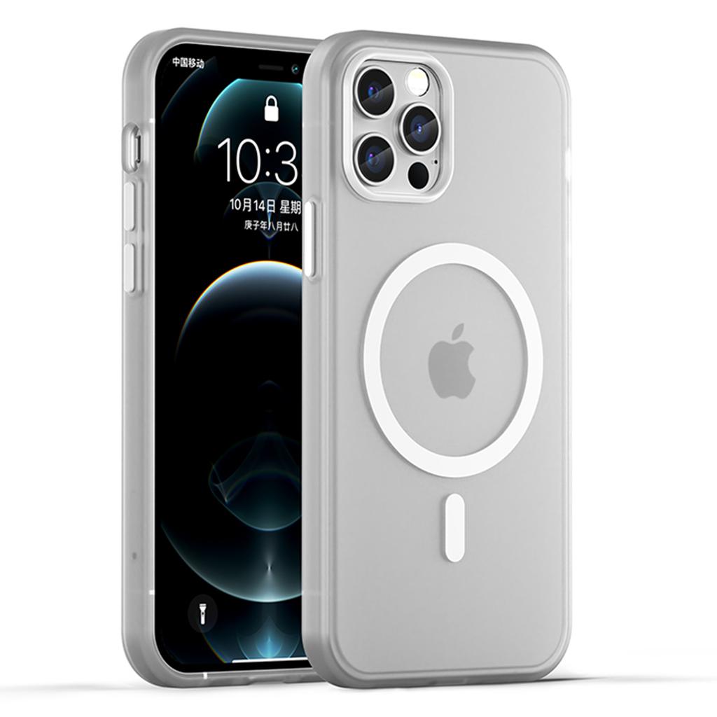 For iPhone 12 Pro Max 6.7 Inch Magnetic Case Translucent Matte TPU+PC Phone Cover Compatible with MagSafe