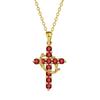 Delicate Rotatable Crown Zircon Cross Pendant Necklace for Women Stainless Steel Chain Birthstone Necklace Jewelry Birthday Gift