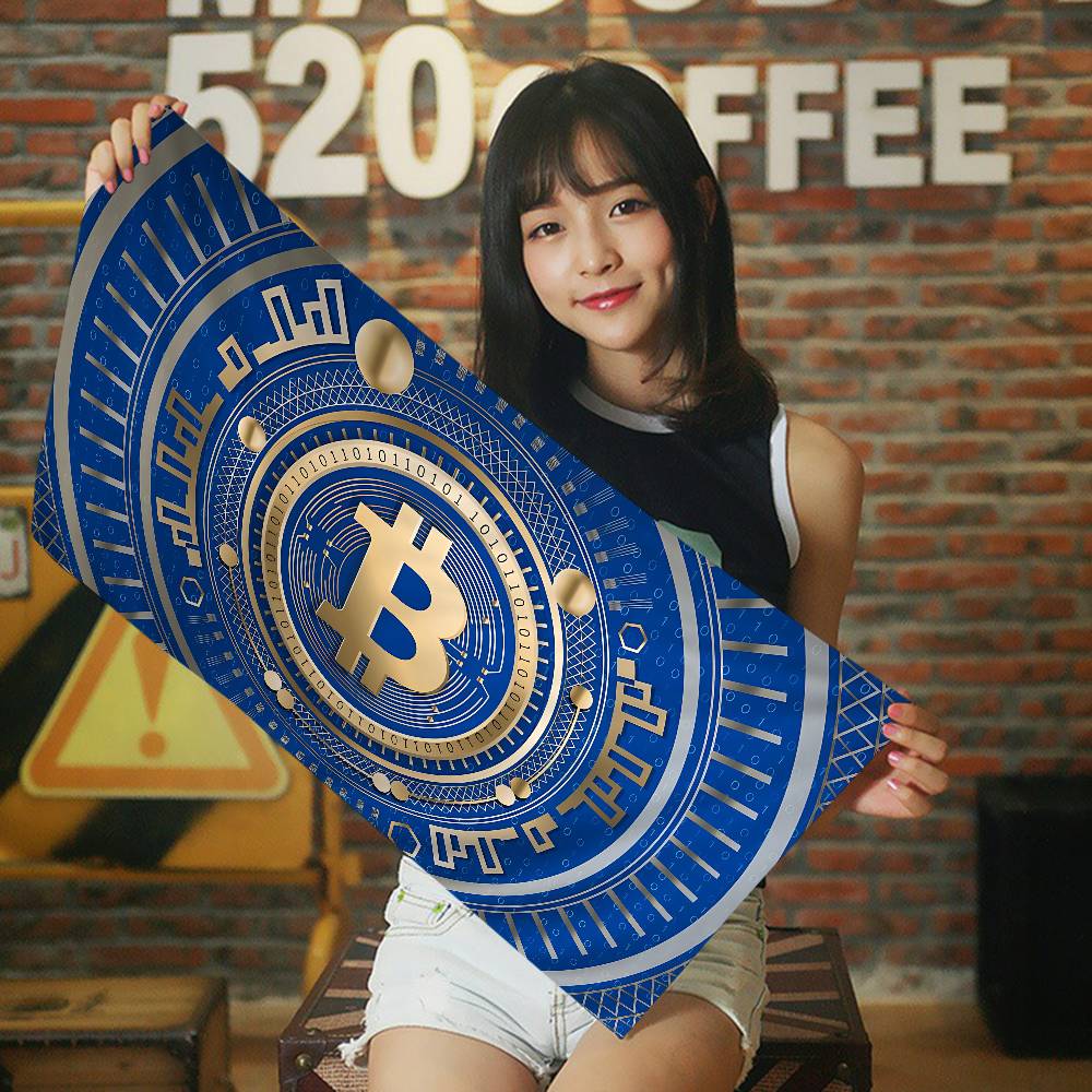 Popular Logo Bitcoin Microfiber Beach Towel Absorbent Quick Dry Soft Yoga Swimming Resort Mountain Climbing Towel