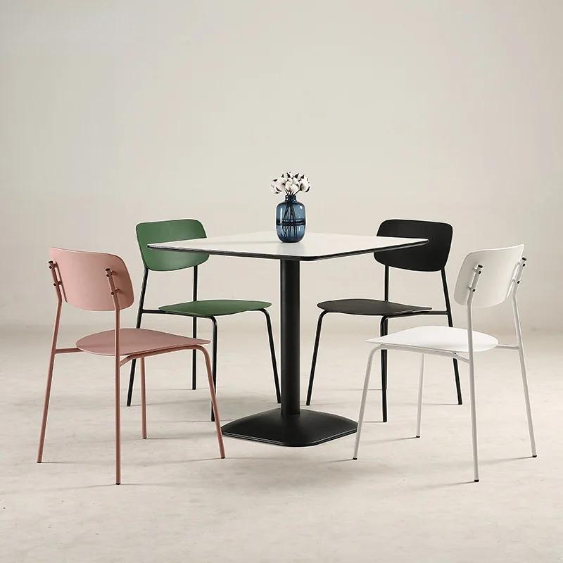 Family Dining Chairs - Simple Nordic Style, Light Luxury Leather, Creative Iron Backrest, Ideal for Restaurant & Home Seating