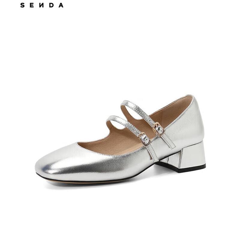 SENDA Retro Mary Jane Women's Casual Chunky Heel Flats