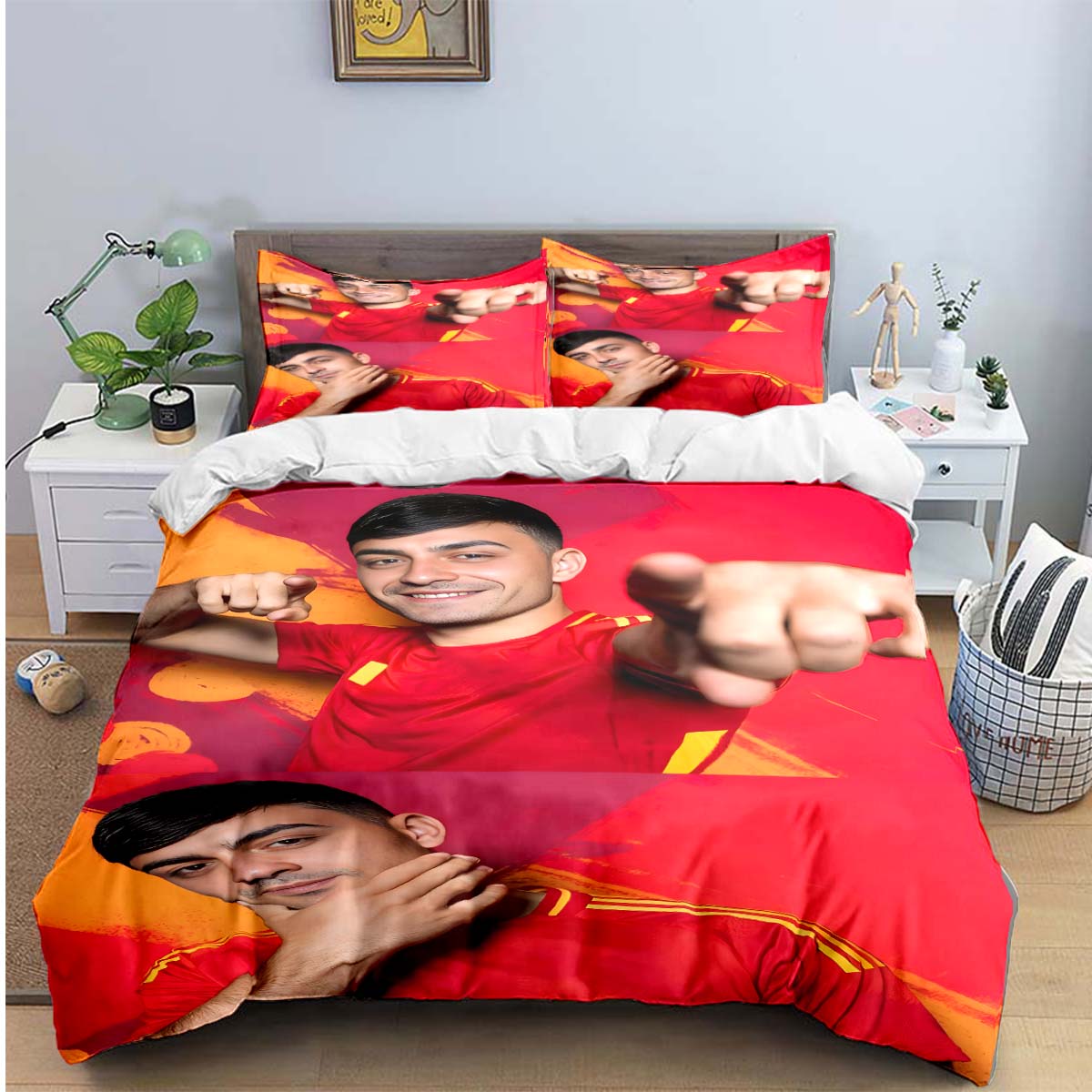 

Spain Fashion Football Star P-Pedri Print Bedding Sets Bed Supplie Set Comforter Set Teens Girls Twin Single Kid Gift EU Double(200*200cm)3pcs