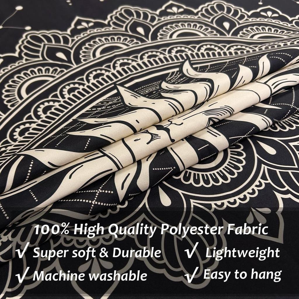 ARTCREATOR Sun and Moon Tapestry, Black Golden Mandala Tapestries Astrology Space Wall Hanging Boho Hippie Decor for Bedroom, Living Room, Ceiling