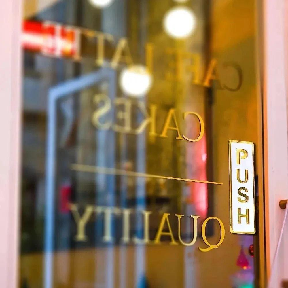 2Pcs 3D Sliding Door Logo Acrylic Restaurant Pull Stickers Push Pull Door Sign Home Decoration