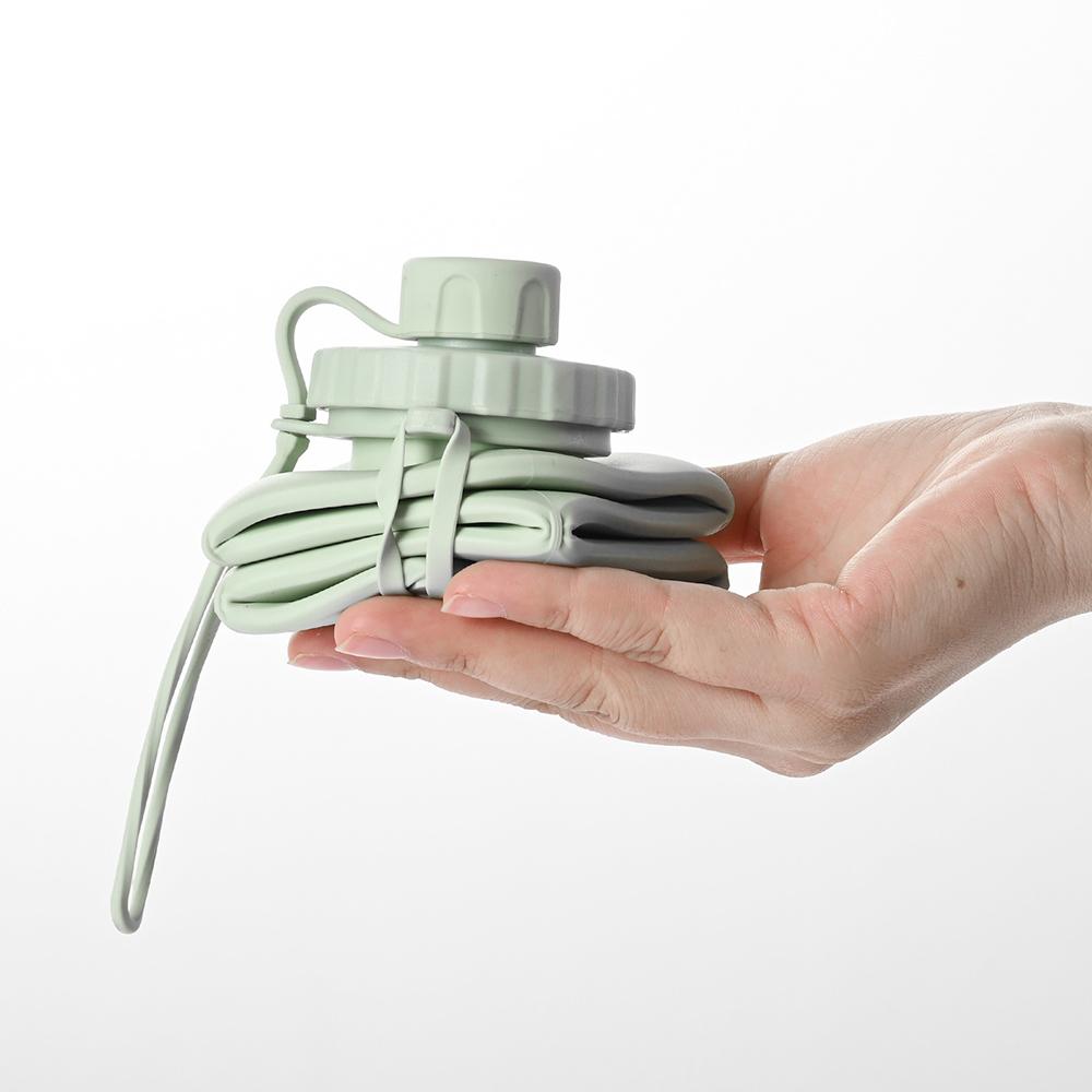 OLIKEI 600ml Foldable Silicone Water Bottle Portable Mini Sports Bottle BPA Free Outdoor Travel Retractable Water Cup High Temperature Resistant