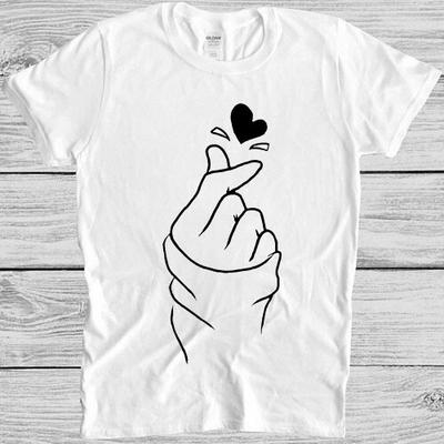 Finger Herz Koreanische Liebe Musik Herz Band Meme Vintage Geschenk T-Shirt T-Shirt 4010