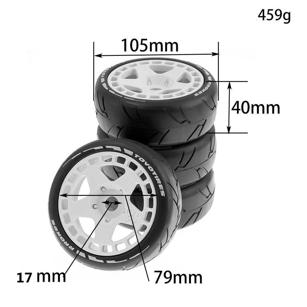 4PCS Rally On-Road Tires Wheels 17mm Hex for ARRMA ZD Racing HSP HNR X3GT 1/7 1/8 RC Car Vehicles Model Parts