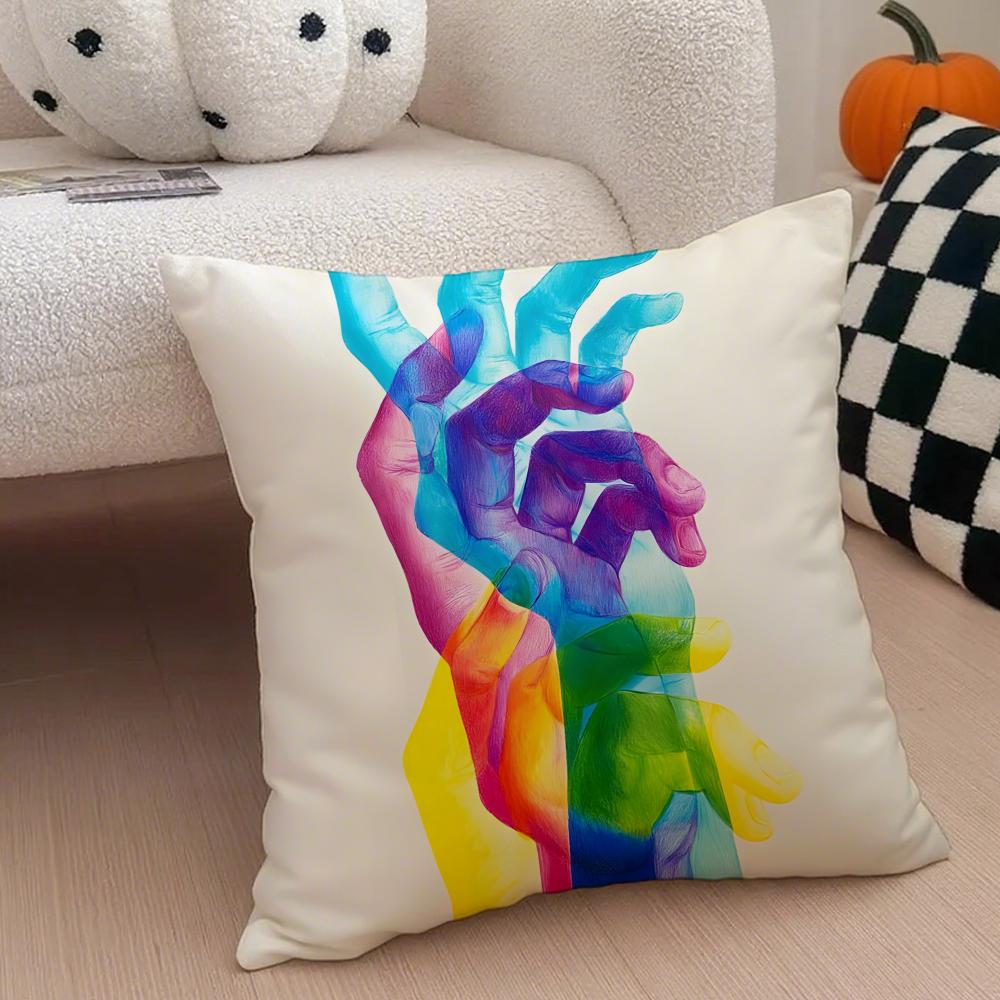 Abstract Color Blocks Pillow Minimalist Art Cushion Cover Throw Pillow Cover Hidden Button Durable Polyester Chair Cushion