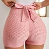 Pantaloncini sportivi da donna Elastico a vita alta Tinta unita Lacci Slim Fit Skinny Sopra il ginocchio Pantaloncini da ciclismo per yoga quotidiano morbidi e traspiranti