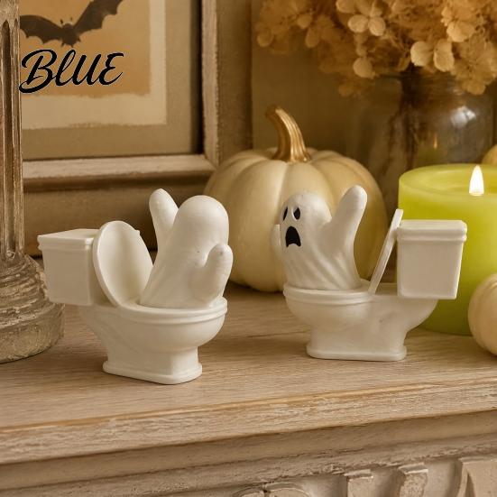 Stress Relieving Desk Toys 3D Printed Toilet Ghost Figurine Minimalist Statue Funny Desktop Ornament Whimsical Room Sculptures Creative Halloween