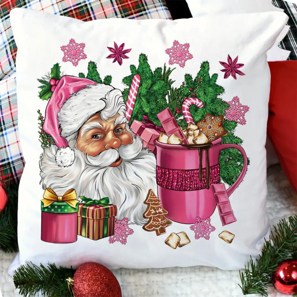 merry christmas printed Pillow Case christmas derco Pillow Dust Cover Bedroom Kids pink xmas Party Decoration Pillowcase gifts