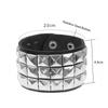 Black Leather Goth Square Washer Rivet Bracelet Cuff Wristband Punk Stainless Steel Bracelets for Armbands Men Women Party Gift