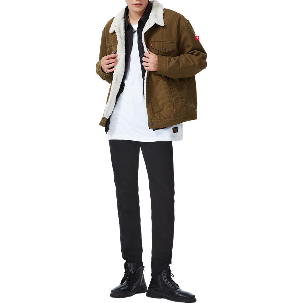 Levis FW22 Jednokolorowa Jednorzędowa Gruba Kurtka Unisex Kurtki Wojskowy Zielony 16365-0189
