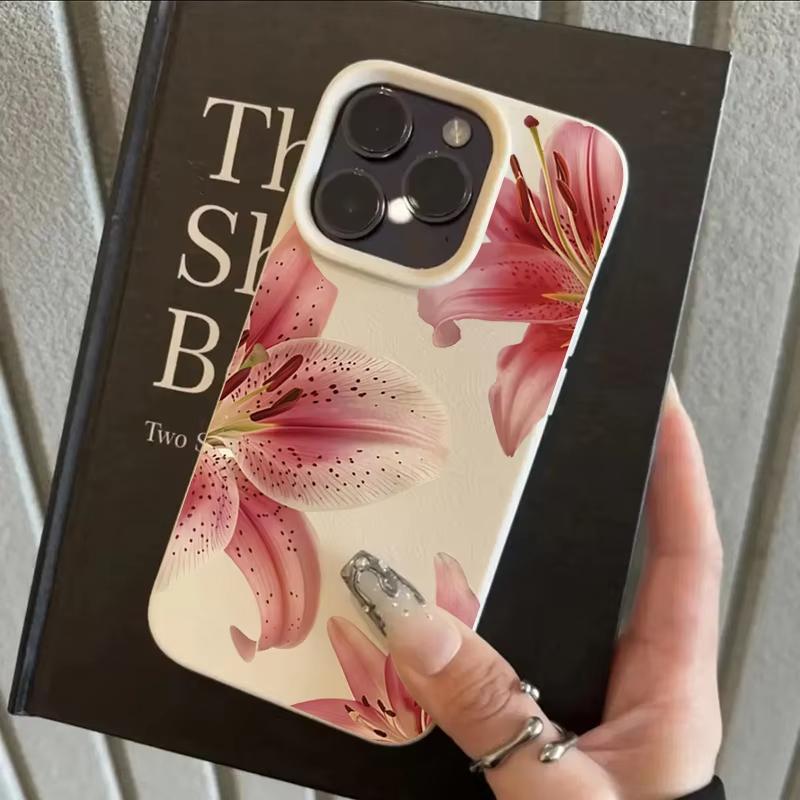 Cute Red Lily Pattern Phone Case For Samsung A05S A06 A07 A15 A16 A34 A35 A53 A54 S23 S25 Ultra Shockproof Soft Cover Funda