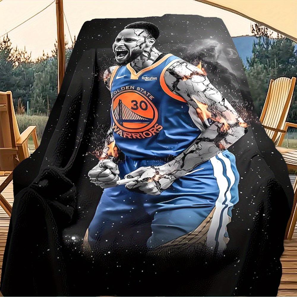 1pc Basketball, Warriors, Celebration Digital Printed Flannel Blanket, Super Soft Plush Fleece Bed Cover, Multipurpose Four Season Blanket f