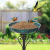 Bird Waterer Bird Feeder Spacious Iron Art Bird Bath with Ground Insert Outdoor Birdbath Bowl with 5-prong Metal Base Winter Gar