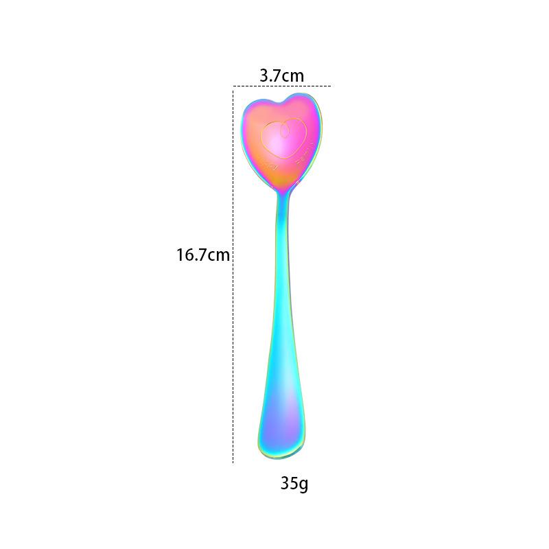 1pc Stainless steel heart-shaped spoon coffee spoon love spoon multicolor mixing spoon. разноцветные