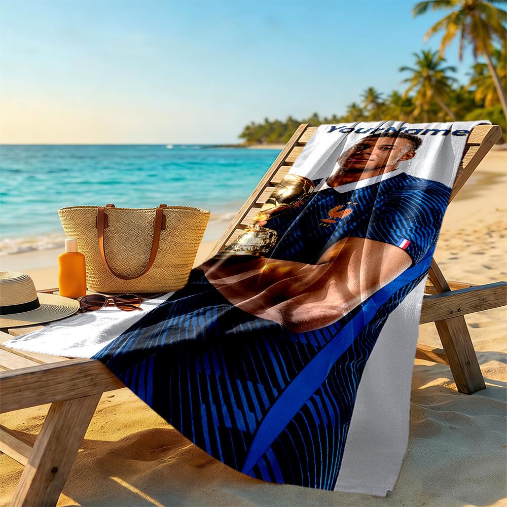 Mbappe Personalized Name Beach Towel Super Soft Microfiber Quickdry Fabric Portable for SwimmingBeachCamping Travel Beach AccessoriesGym