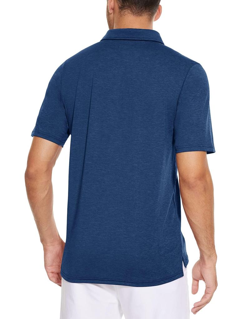 TACVASEN Polo Dark Short for Outdoor and Men's Shirt, Blue, Medium, Sweat-Wicking, Sleeve, Casual, Activities, Hiking, Golf, Business, Tennis.