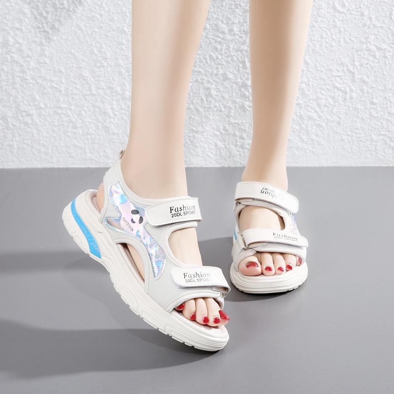 Sandales d'été pour femmes, grandes, mode, velcro, plein air, loisirs, sport, plage, pantoufles
