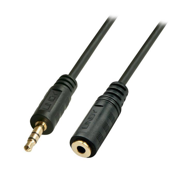 Cable audio video Lindy - 35650 - 0.25 m 3.5 mm male/Femelle cable Audio multimedia - Noir