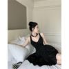 Small dress black Hepburn style French retro fishbone waist high-end small dress women's summer