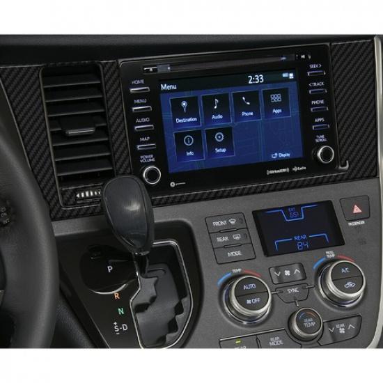 2Pcs Carbon Fiber Interior Radio Console Cover Trim For Toyota Sienna 2015-