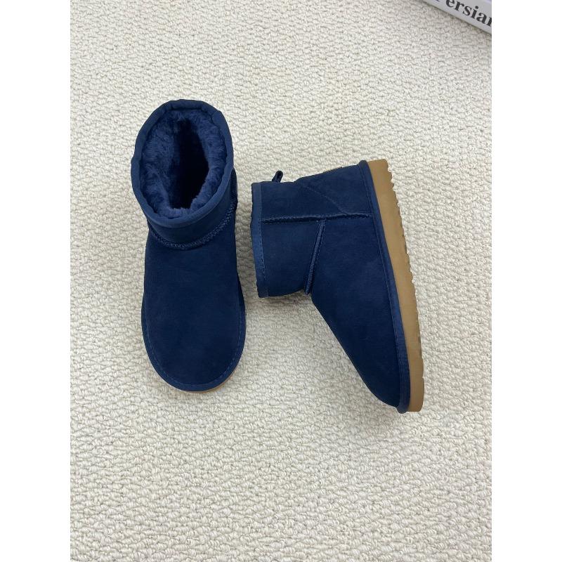Zapatos bajos de cuero nuevos zapatos perezosos botas de nieve moda de invierno versátiles zapatos de mujer cálidos y cómodos