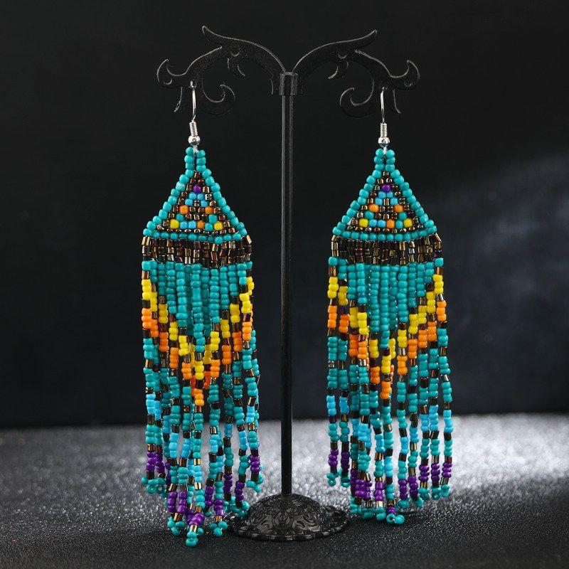 Hand-Woven Bead European and American Personalized Elegant Earrings for Women