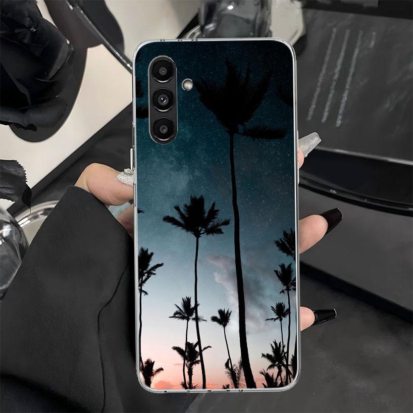Palm Leaves Sunset Summer Scenery Phone Case for Samsung Galaxy A17 A16 A26 A36 A56 A15 A14 A13 A55 A54 A53 A35 A34 A33 A25 A24