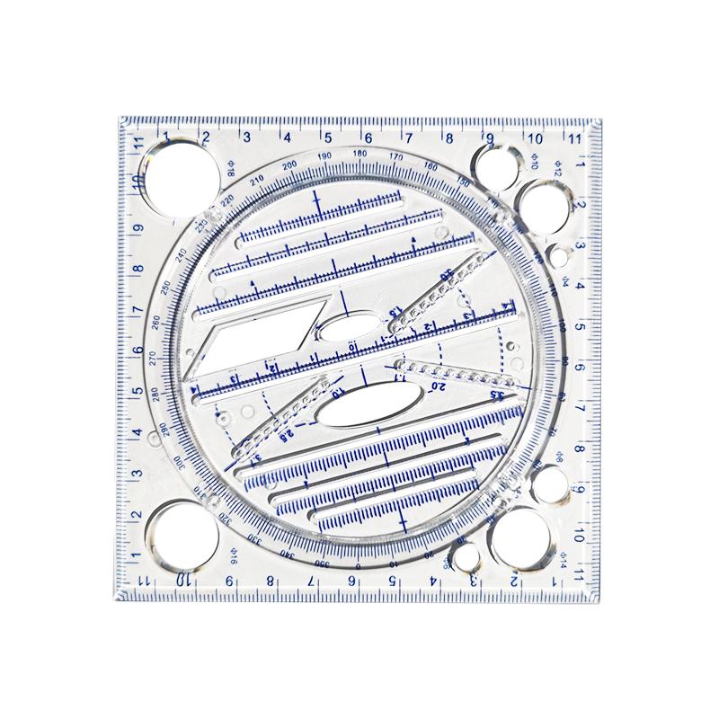 Multifunction Rotatable Drawing Template Art Design Construction Architect Stereo Geometry Circle Drafting Measuring Scale Ruler
