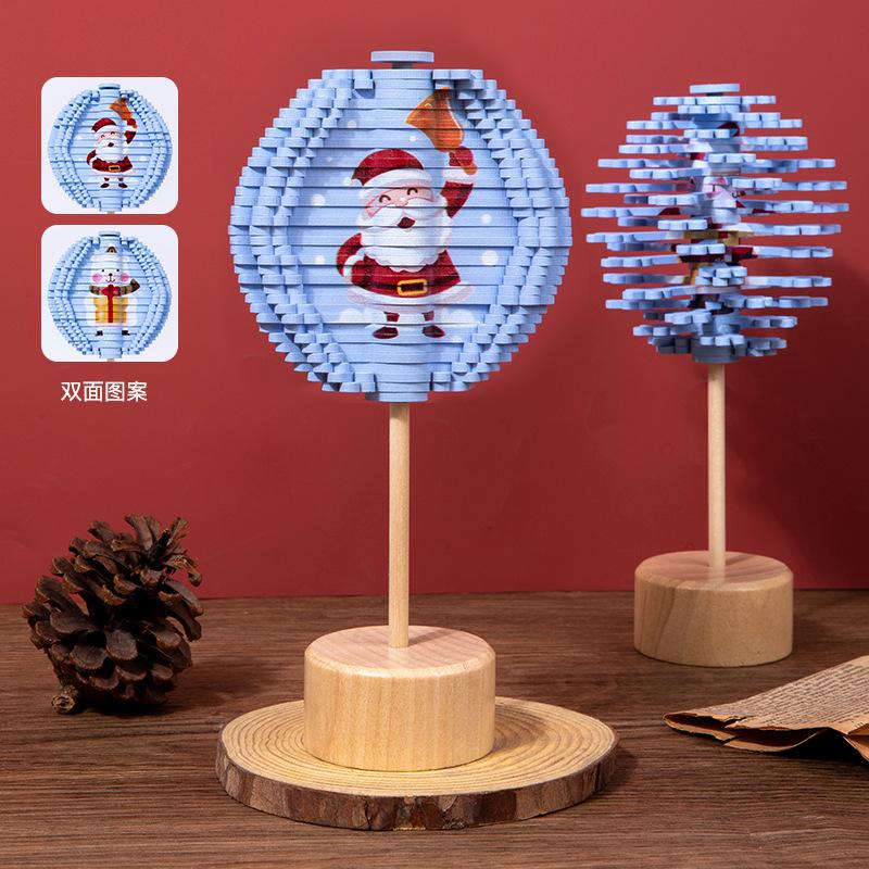 Wooden Spinning Lollipop Fisher Series Creative Ornament Children'S Creative Toys Christmas Spinning Spiral Tree Toy