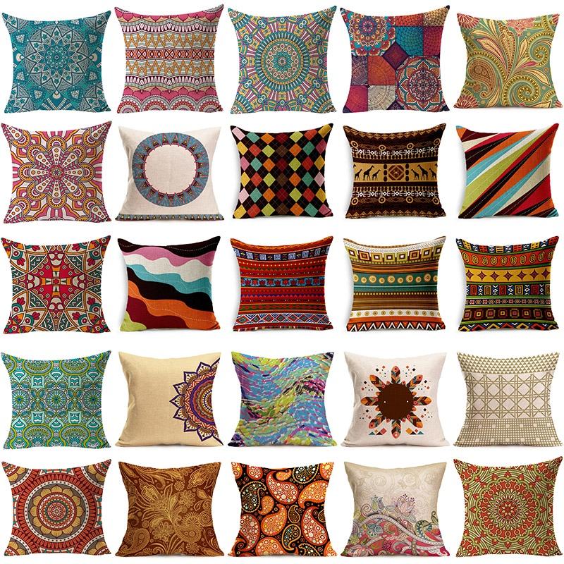 Luxurious National Ancient Pattern Cotton Linen Pillowcase For Car And Sofa Cushion