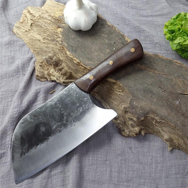 Handmade Forged Kitchen Knife Hammer Stainless Steel Chef's Chopper Cooking Knives Wooden Meat Slicer Butcher Bone Cutting Knife