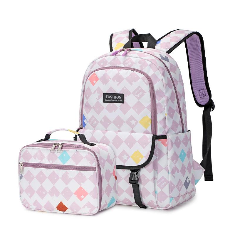 Sac à dos imperméable pour école primaire et collège avec imprimé géométrique, Set de cartables pour enfants, Sac à dos pour fille étudiante